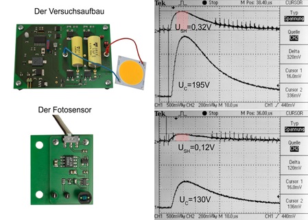 LED-Blitz, Platine und Foto-Sensor